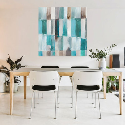 Stripes Of Teal II Abstract Contemporary Geometric Art