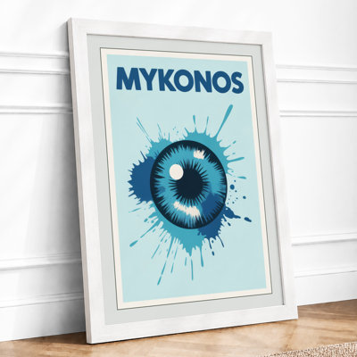 Postcard from Mykonos Retro - Framed Print
