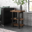 Rundell Rustic Industrial Natural 2-Shelf Solid Pine Wood End Table with Metal Legs, 17 in. L x 20 in. W x 27 in. H, Solid Wood Finish for Living Room Furniture, Brown