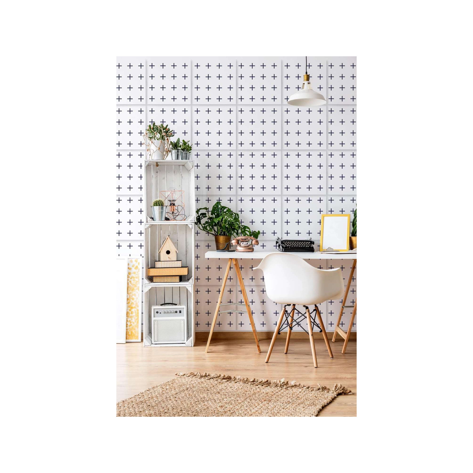 Mrs Paranjape Papers Modern Geometric Peel & Stick Wallpaper, Yves Blue, Non-pasted
