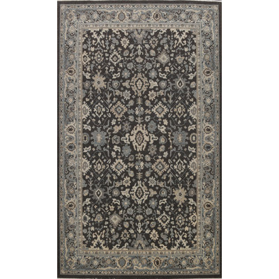 Tapis oriental gris anthracite / beige / gris en laine