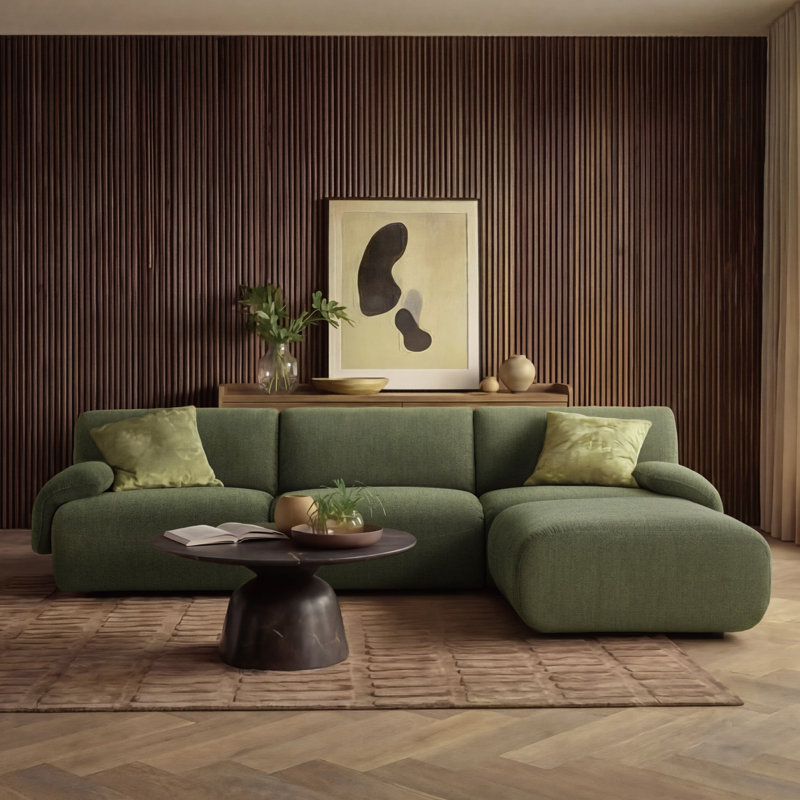 Canapé modulaire rembourré 3 pièces avec repose-pieds Vickey, Vert