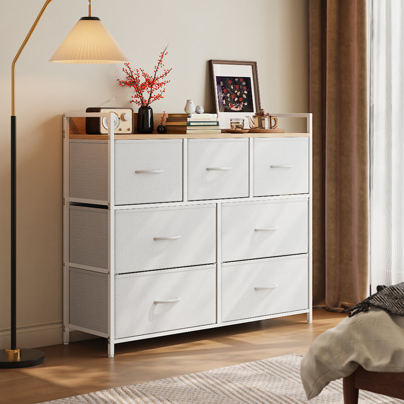 7 Drawer Storage Drawer, Natural/White
