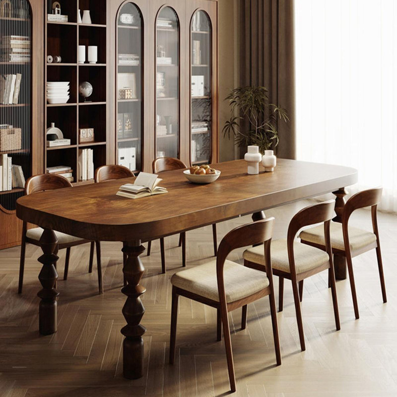 Table de salle à manger rectangulaire en bois massif brun, H 29,53 po x l 62,99 po x P 31,5 po