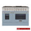KUCHT Professional 48 po 6,7 pi cu Cuisinière au gaz naturel avec brûleurs scellés, plaque chauffante et deux fours - une convection - en acier inoxydable avec porte de four bleu clair-50147978-94094661
