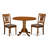 3 Piece Dining Room Table Set Contains a Round Kitchen Table with Dropleaf and 2 Linen Fabric Upholstered Dining Chairs, 42x42 Inch, Saddle Brown-112328419-130530726-130530731