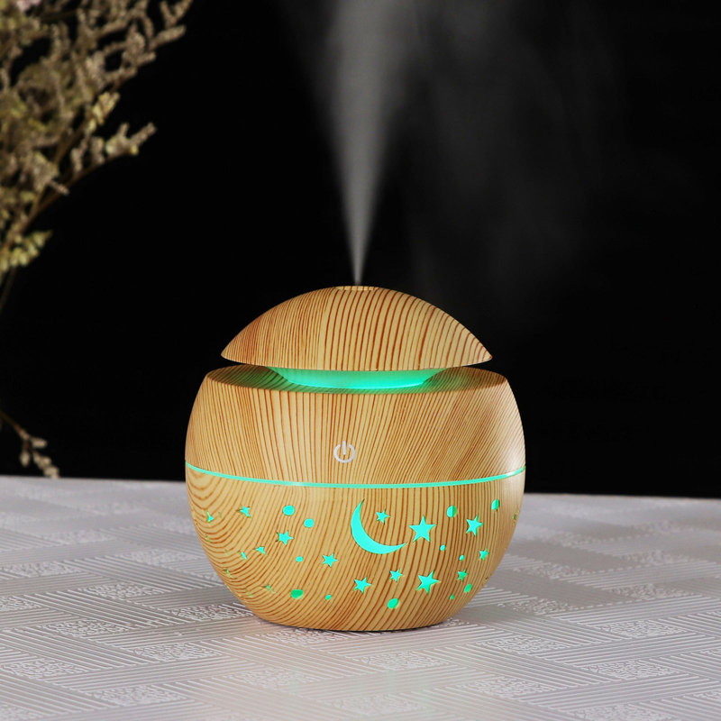 Humidificateur étoile en grain de bois en forme d'étoile creuse et translucide colorée 130 ML, Brown