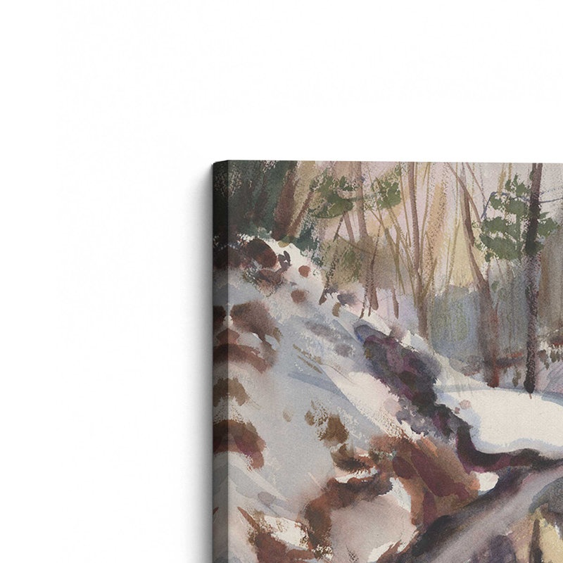 «Winter Stream Reflections» par Stephen Calcasola, reproduction d'art sur toile, H 24 po x l 32 po