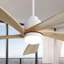 Ventilateur de plafond 52 pouces avec lumière à DEL à intensité variable 5 pales en bois massif Ventilateur de plafond à télécommande intelligent réversible