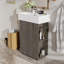 Meuble-lavabo de salle de bain avec lavabo en céramique, armoire à grain de bois autoportante à gauche avec rangement ouvert et fermé (robinet non inclus)