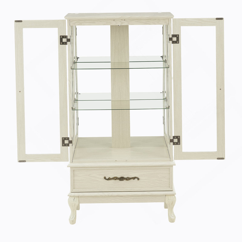 Armoire vitrée avec porte vitrée Curio, Blanc antique