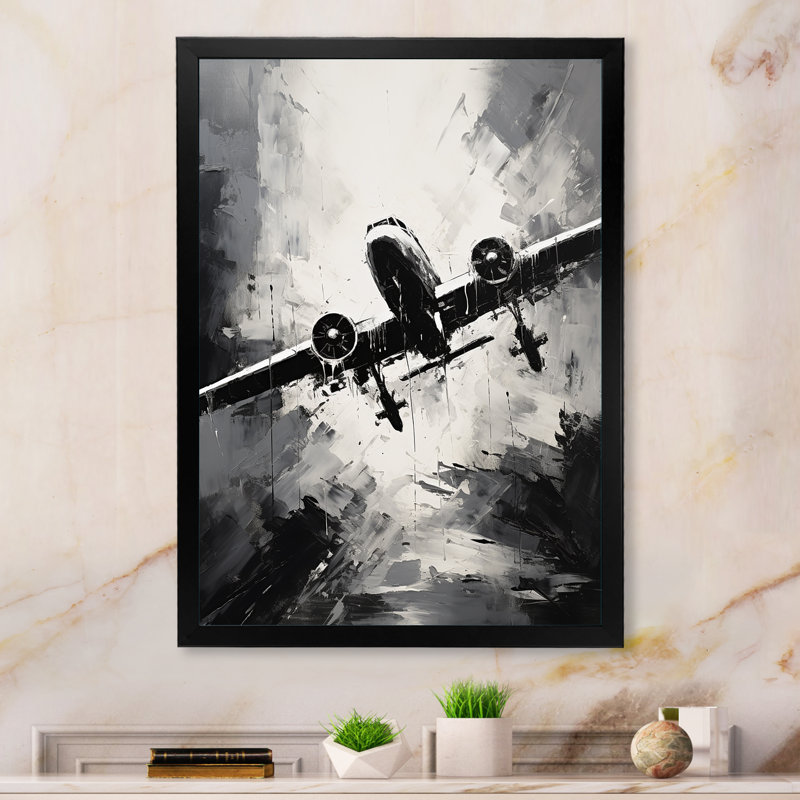 «Monochromatique Plane Soaring II», art mural avion, Cadre photo noir, H 20 po x l 12 po x P 1 po