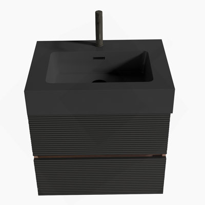 Meuble-lavabo 24 po avec lavabo en quartz noir mat Grace