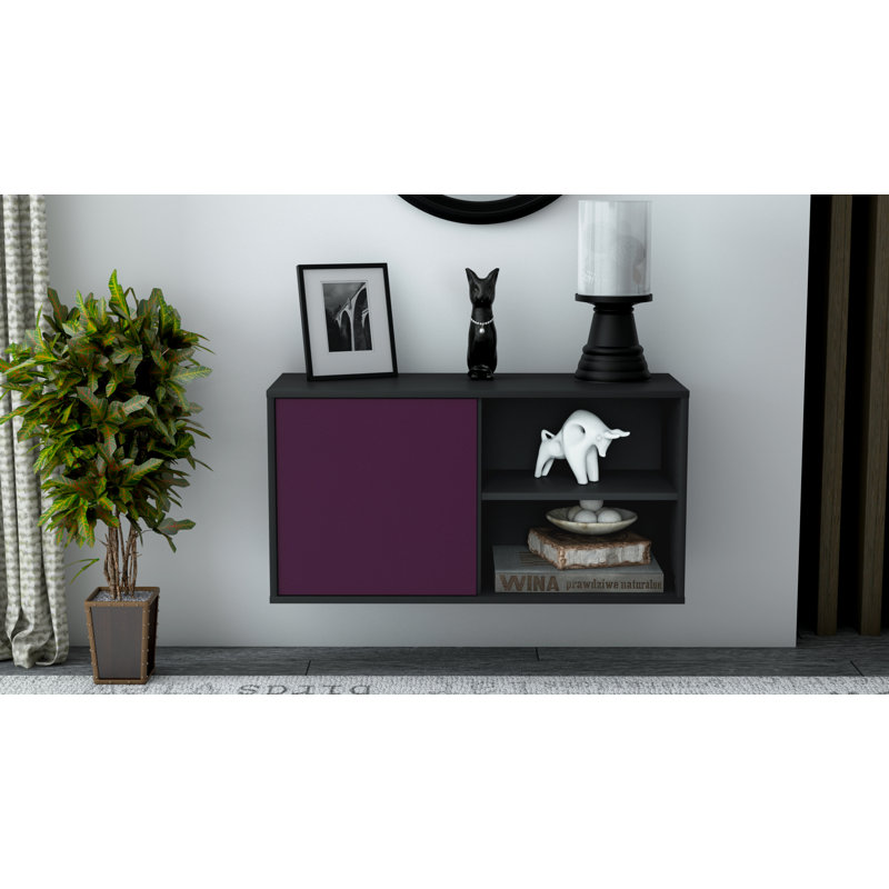 Hardwicke Unfinished Floating TV Stand, Purple