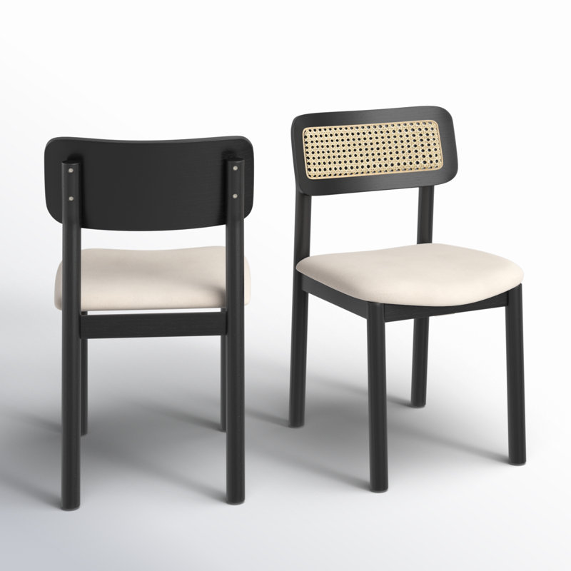 Baylon 16.8'' H Upholstered Side Chair, Black / White, With Cushion