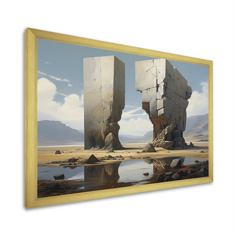 «Mind-Blowing», art mural surréalisme, H 16 po x l 32 po x P 1 po, Cadre d'angle fermé doré