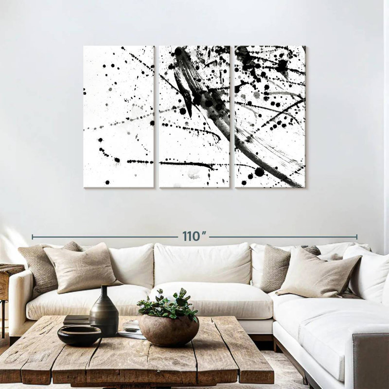 Avery Abstract Black And White, 48" H x 74" W