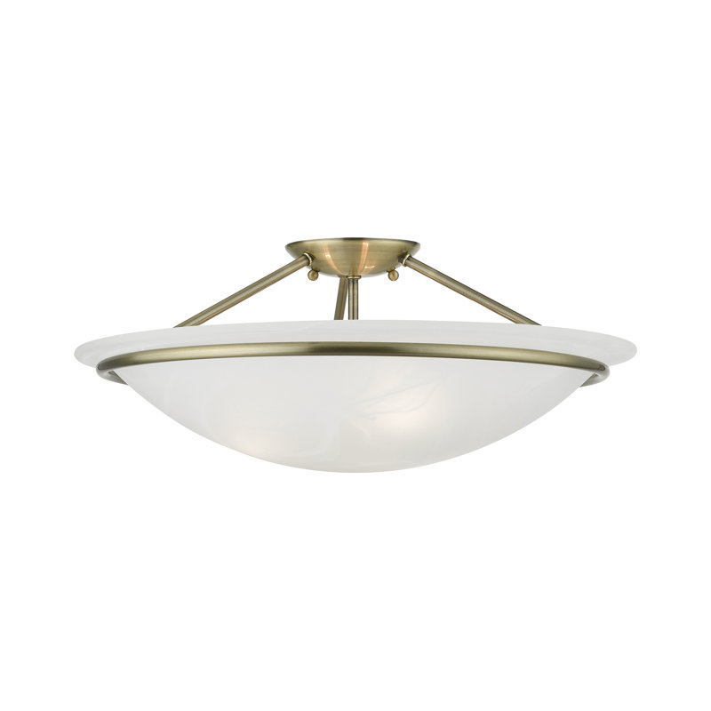 Wilbrecht Glass Semi Flush Mount, 7 3/4" H , Antique Brass