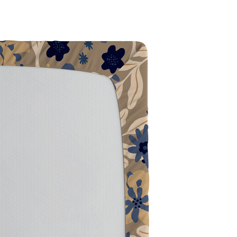 Drap-housse Ambesonne, Bleu ciel foncé / bleu / motif floral coquille d', Drap-housse très grand californien