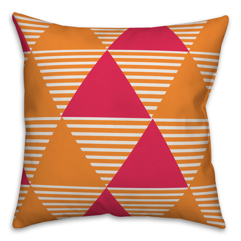 Chevron Outdoor Throw Pillow, 18" x 18", Pink/White/Orange, Polyester/Polyfill