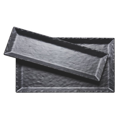 Faux Slate Platter With Raised Rim