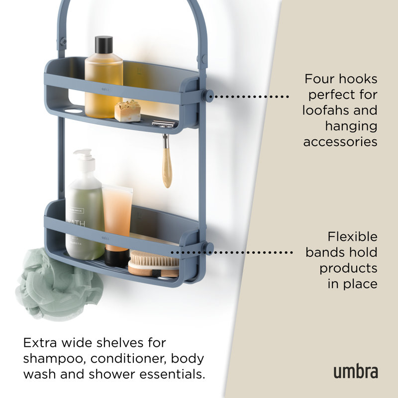 Slate Blue Wall Mount Plastic Shower Caddy