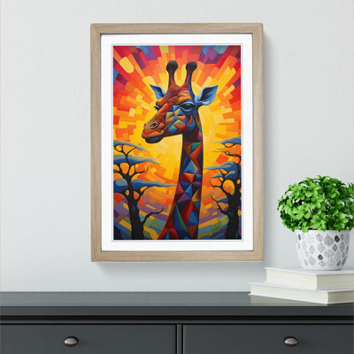 Giraffe Art Deco No.2 - Framed Print