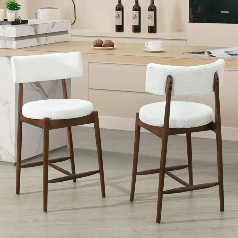 Tabourets de comptoir rembourrés en tissu Travares, Brun