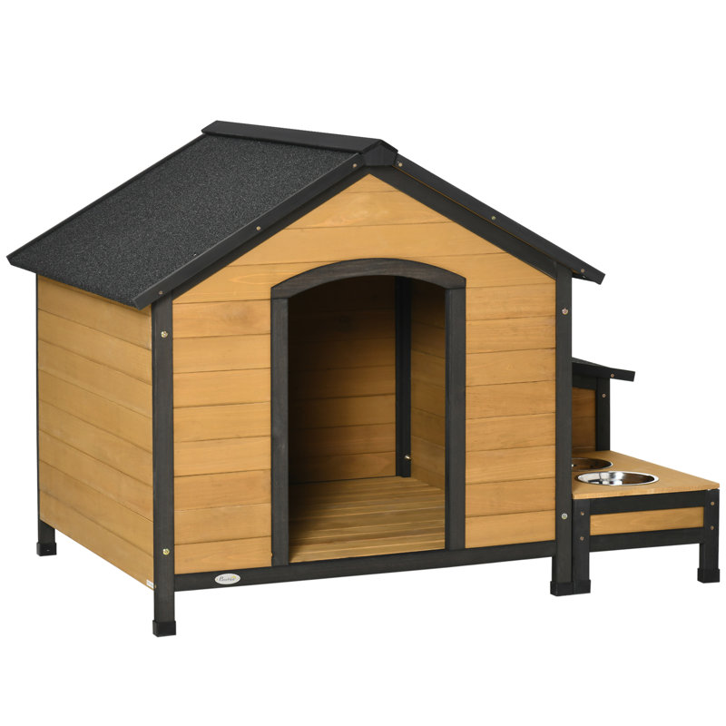 Niche pour chien en bois noir / jaune
