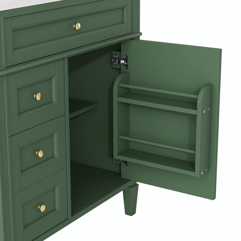  Meuble-lavabo simple avec plateau Sahori, Vert