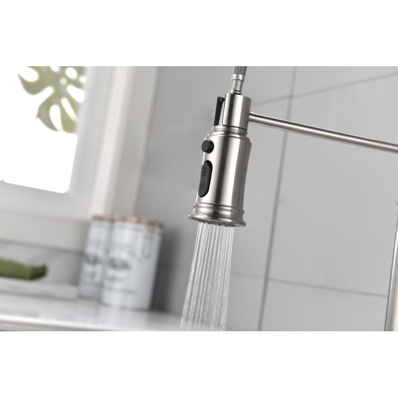 Single Handle Single Lever Pull Down  Kitchen Sink Faucet, Brushed Nickel