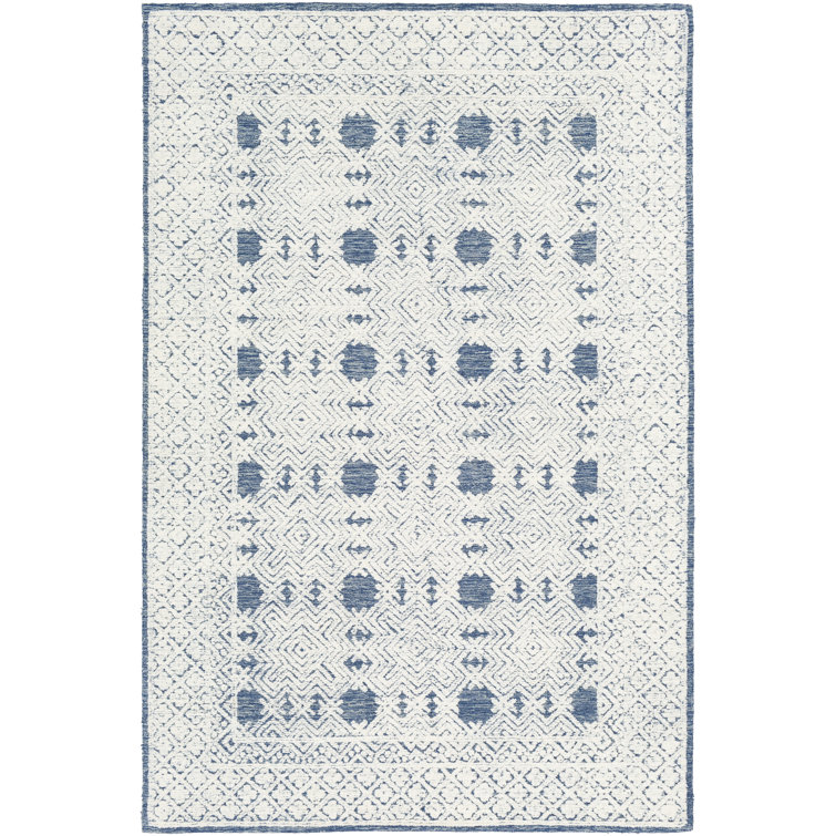 Matthew Ikat Hand Tufted Wool Navy/Cream/Ice Blue Area Rug