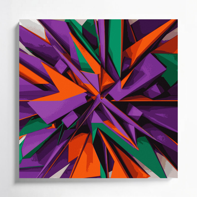 «Geometric Abstraction 65», art mural sur toile mauve, H 12 po x l 12 po