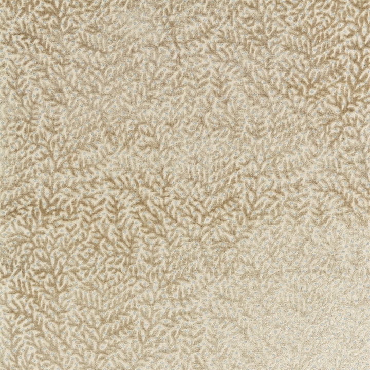 Jardin Corallina Velvet Fabric, Pebble Beach