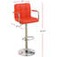 Chaises de cuisine rouges en similicuir avec hauteur réglable et accoudoirs, avec 2 coussins de style contemporain