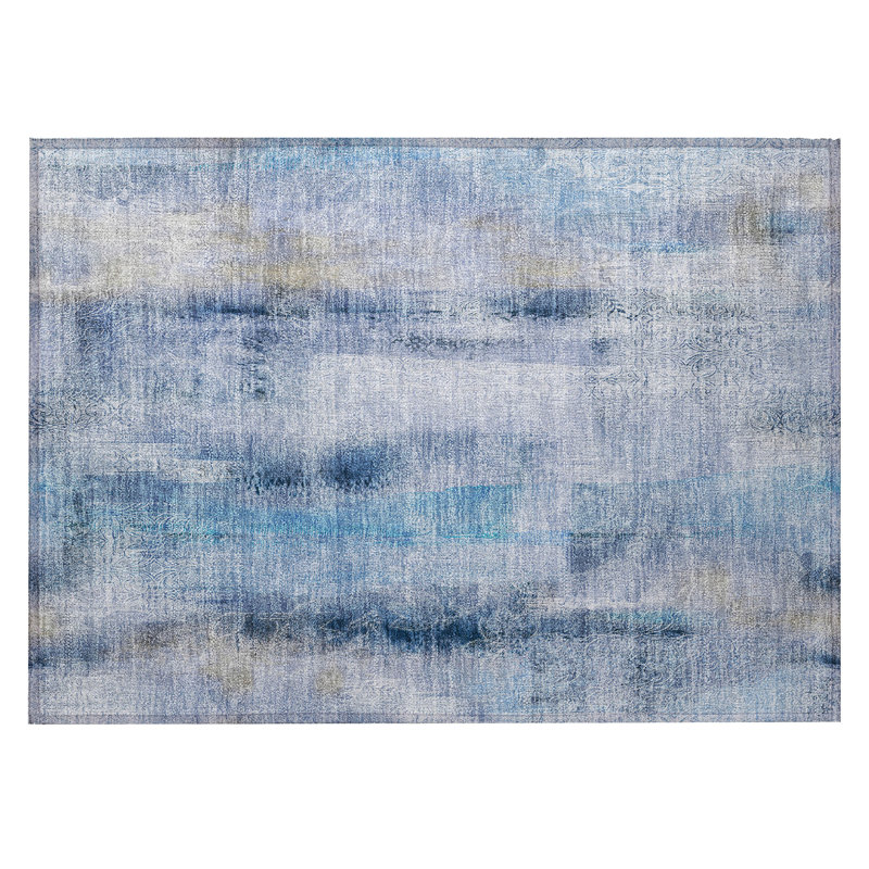 Tapis intérieur lavable antidérapant bleu 2 pi x 3 pi