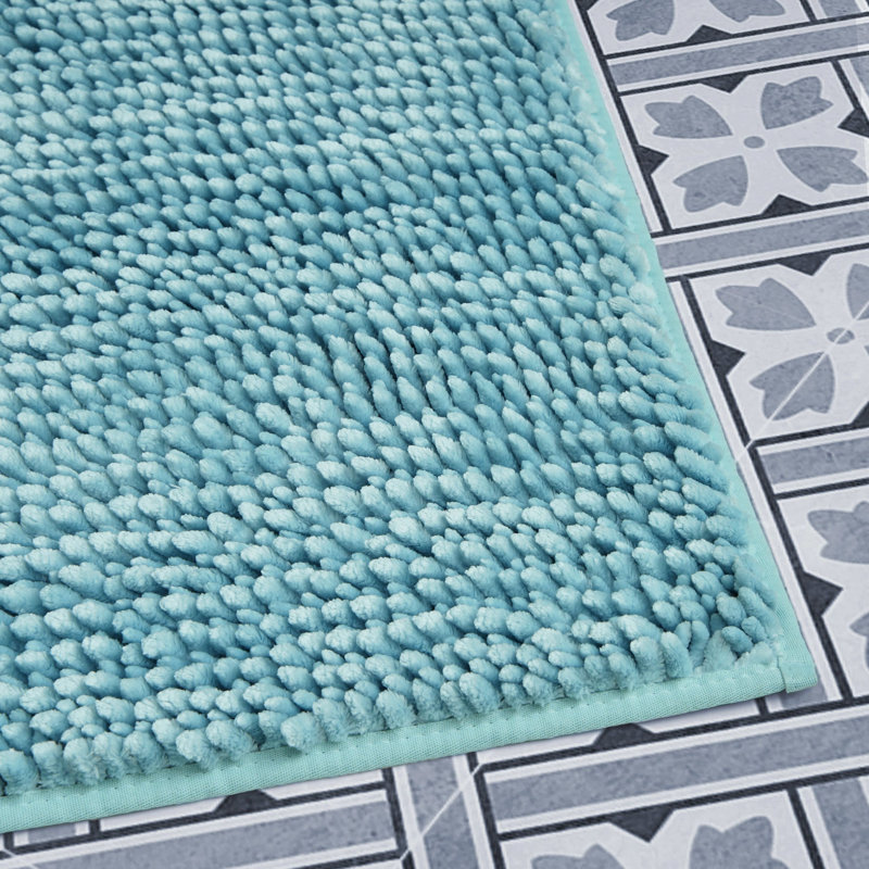 Laura Ashley Butter Chenille Bath Rug, 27" W x 45" L, Seaspray Blue