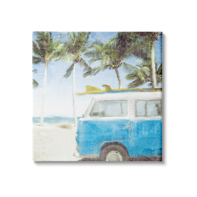 Plage tropicale délavée Surf Van Pa par Kim Allen 930, H 30 po x l 30 po x P 1,5 po, Toile tendue