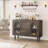 47" Mid-Century Sideboard w/ Fluted Glass Doors & 3 Drawers - Adjustable Shelves, Credenza Storage for Kitchen/Dining-18383188