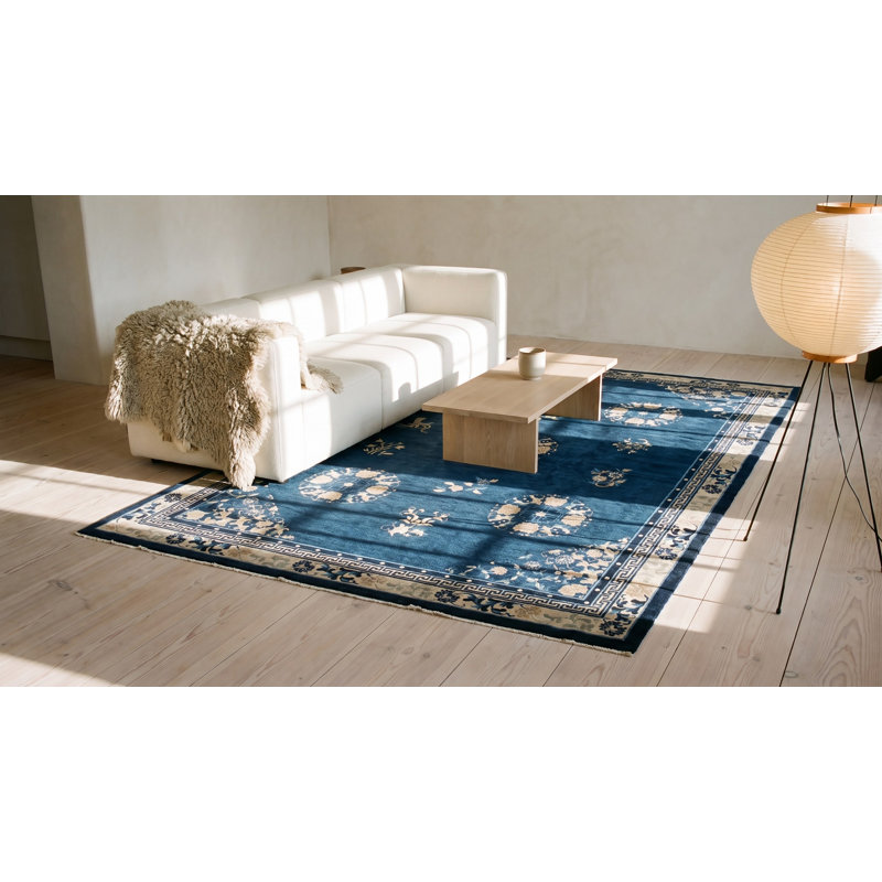 Tapis chinois antique bleu marine