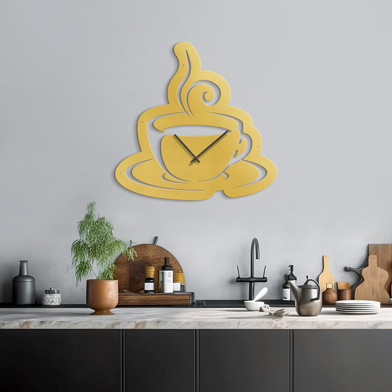 Metal Wall Clock, Gold, 30" W x 30" H