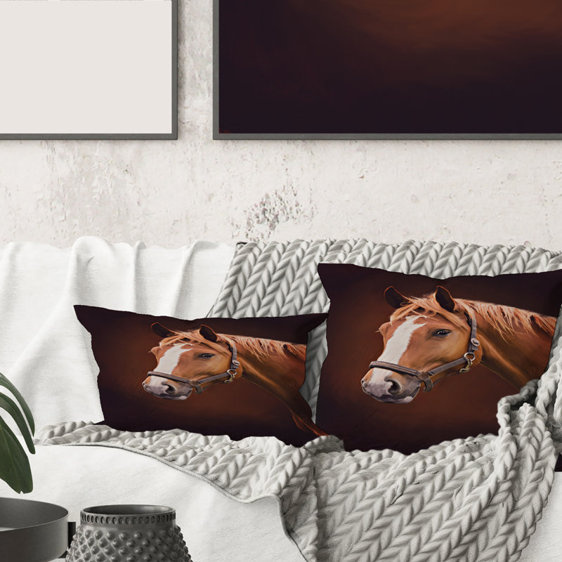 Portrait d'un cheval avec une housse de coussin carré et un insert II, 16" x 16"