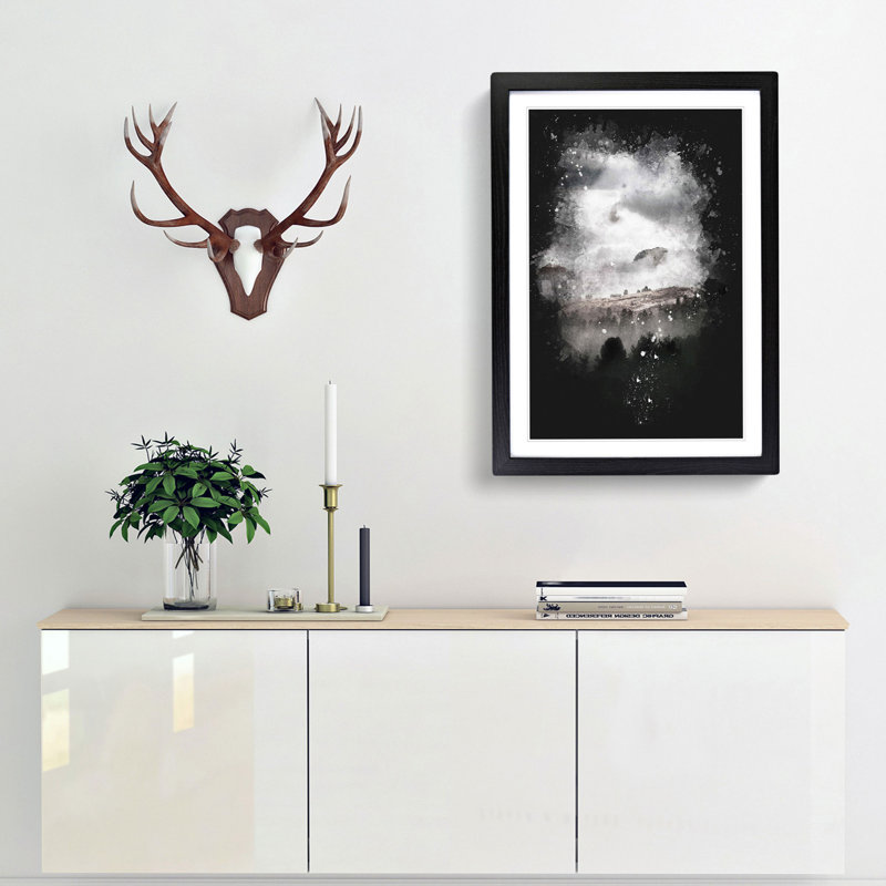 Mist Over Wurzjoch In Italy Paint Splash - Picture Frame Graphic Art, 45cm H x 33cm W x 2cm D, Black Framed