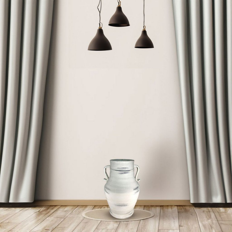Barrel Shaped Ceramic Table Vase, 12" H x 7" W x 8" D