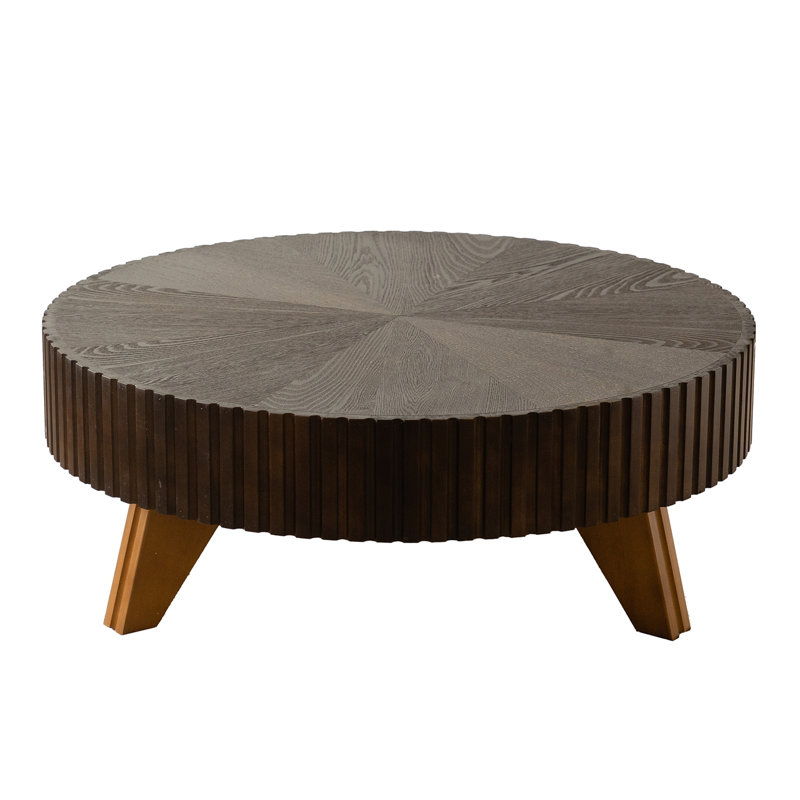 Table basse ronde 35,4 po, Brun / Naturel