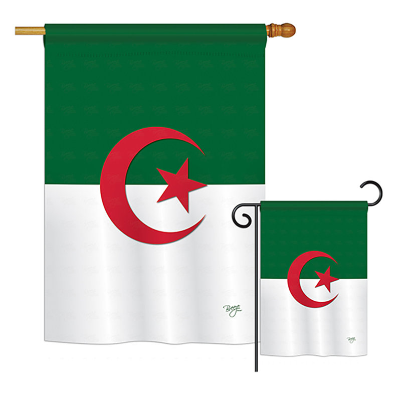 Ensemble de 2 drapeaux en polyester vertical décoratif l’algérie de la nationalite