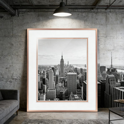 Cadre de qualité supérieure en or rose 15 po x 18 po avec passe-partout pour certificat de 11 x 14 po - Affichage haut de gamme en métal avec verre trempé et ensemble de suspension