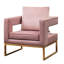 Chaise moderne rembourrée en velours rose avec des carrés découpés et un support stable rose, métal-1694859356