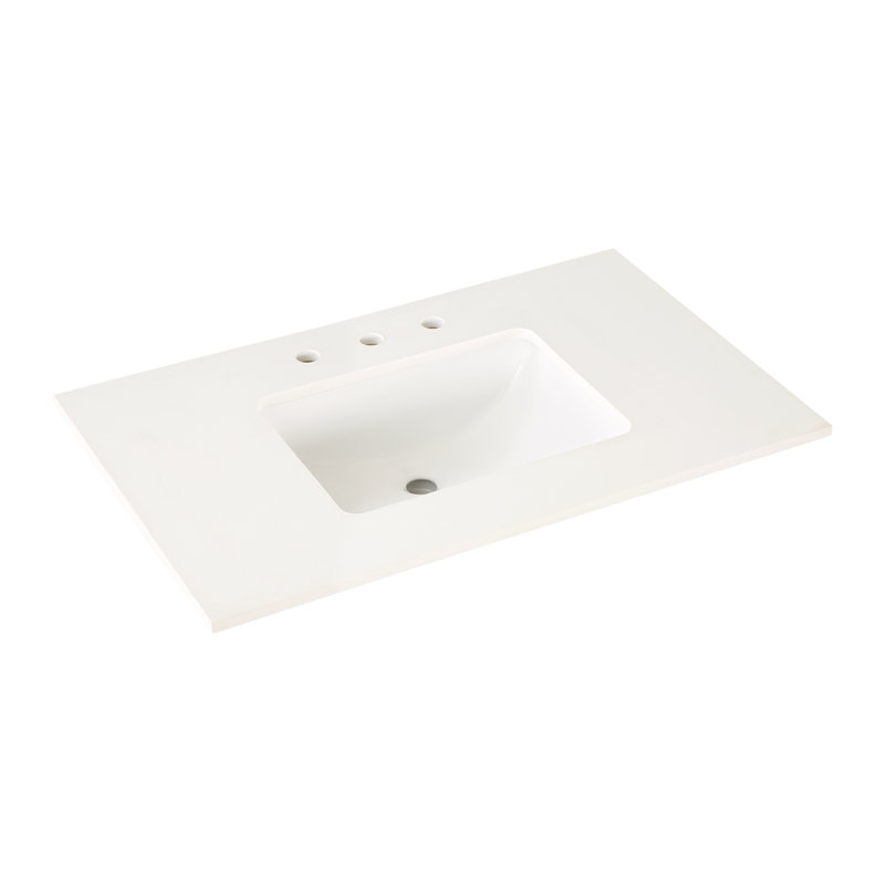Markham 36'' W Single Vanity, Satin Brass, Cashmere Gray, White Quartz