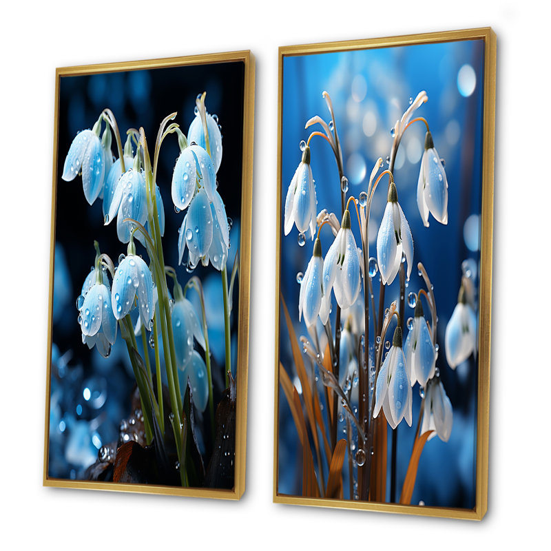 Ensemble de 2 photos de fleurs d'hiver, H 28 po x l 25 po, Cadre flottant doré